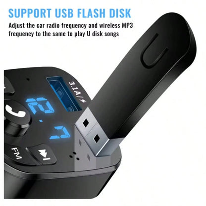 Car MP3 Player Dual USB Fast Charging Adapter, FM Transmitter, Bluetooth 5.0 Compatible, U Disk Plug, Car Charger Kit For Daily Commute, Long-Distance Driving