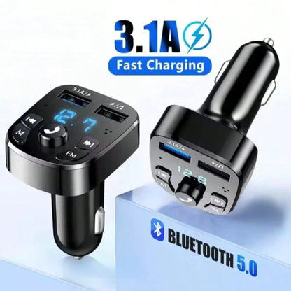 Car MP3 Player Dual USB Fast Charging Adapter, FM Transmitter, Bluetooth 5.0 Compatible, U Disk Plug, Car Charger Kit For Daily Commute, Long-Distance Driving