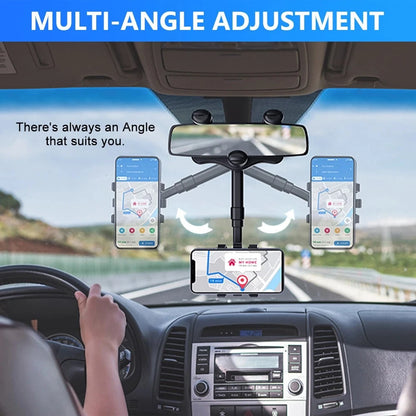 Car Phone Holder Rotatable Retractable Rearview Mirror Mount, Universal 360 Rotation Car Rear View Mirror Mount Holder For GPS Mobile Phone