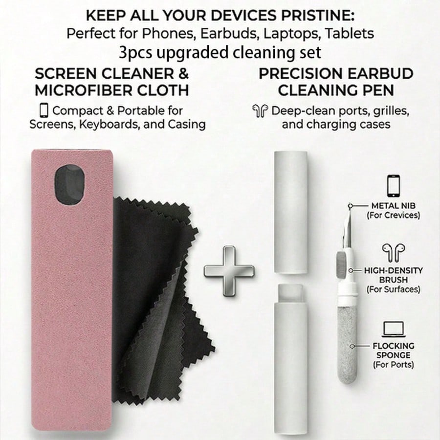 Car Screen Cleaner Wipes (This Product Is An Empty Bottle, Without Cleaning Liquid), Suitable For All Phone, Laptop And Tablet Screens, Car Screens And Central Controllers, Comes With A Microfiber Cle