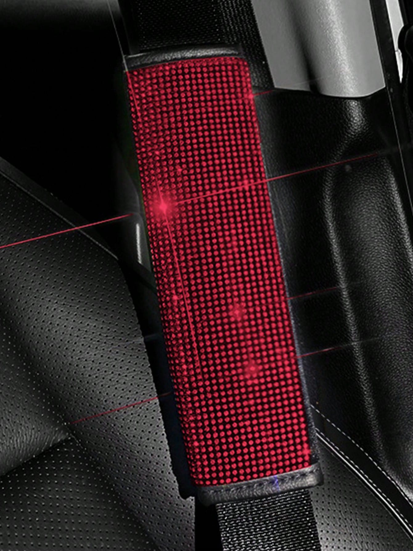 Car Seat Belt Cover Diamond Sparkling Women's Seat Belt Cushion Rhinestone Crystal Car Seat Belt Cover All Season Universal