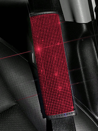 Car Seat Belt Cover Diamond Sparkling Women's Seat Belt Cushion Rhinestone Crystal Car Seat Belt Cover All Season Universal