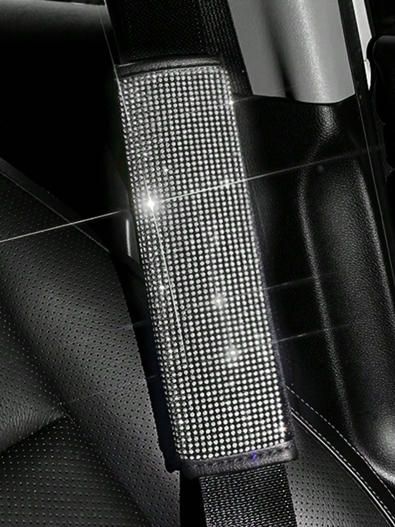 Car Seat Belt Cover Diamond Sparkling Women's Seat Belt Cushion Rhinestone Crystal Car Seat Belt Cover All Season Universal