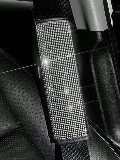 Car Seat Belt Cover Diamond Sparkling Women's Seat Belt Cushion Rhinestone Crystal Car Seat Belt Cover All Season Universal