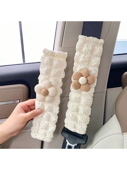 Car Seat Belt Shoulder Pads, Creative Floral Shoulder Protection Covers, Seat Belt Protector Pads, Car Interior Accessories, Suitable For All Seasons
