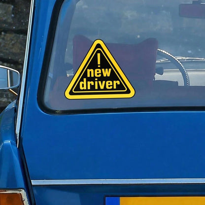 Car Stickers And Decals, Car Window Decals Vinyl, Yellow Triangle Warning New Driver Text, Automotive Decals,Funny Bumper Stickers(1pc)