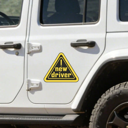 Car Stickers And Decals, Car Window Decals Vinyl, Yellow Triangle Warning New Driver Text, Automotive Decals,Funny Bumper Stickers(1pc)