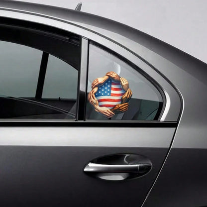 Car Stickers And Decals, Car Window Decals Vinyl, Hands Holding American Flag Circle Pattern, Automotive Decals,Funny Bumper Stickers(1pc)