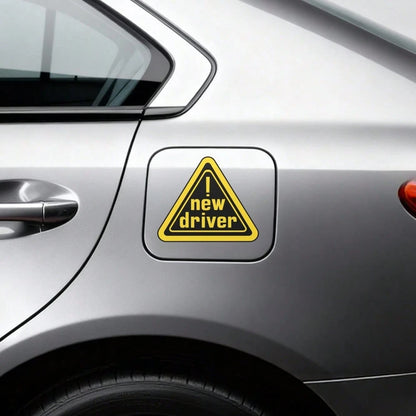 Car Stickers And Decals, Car Window Decals Vinyl, Yellow Triangle Warning New Driver Text, Automotive Decals,Funny Bumper Stickers(1pc)