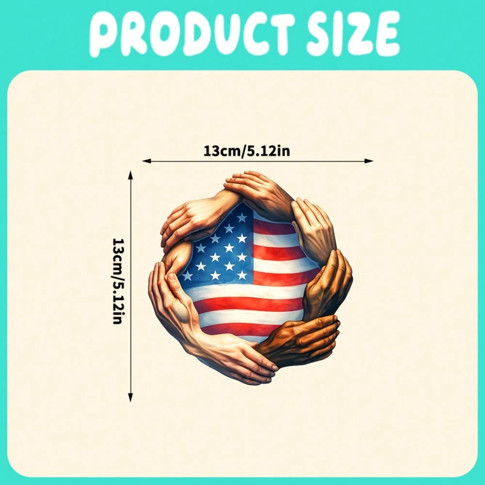 Car Stickers And Decals, Car Window Decals Vinyl, Hands Holding American Flag Circle Pattern, Automotive Decals,Funny Bumper Stickers(1pc)