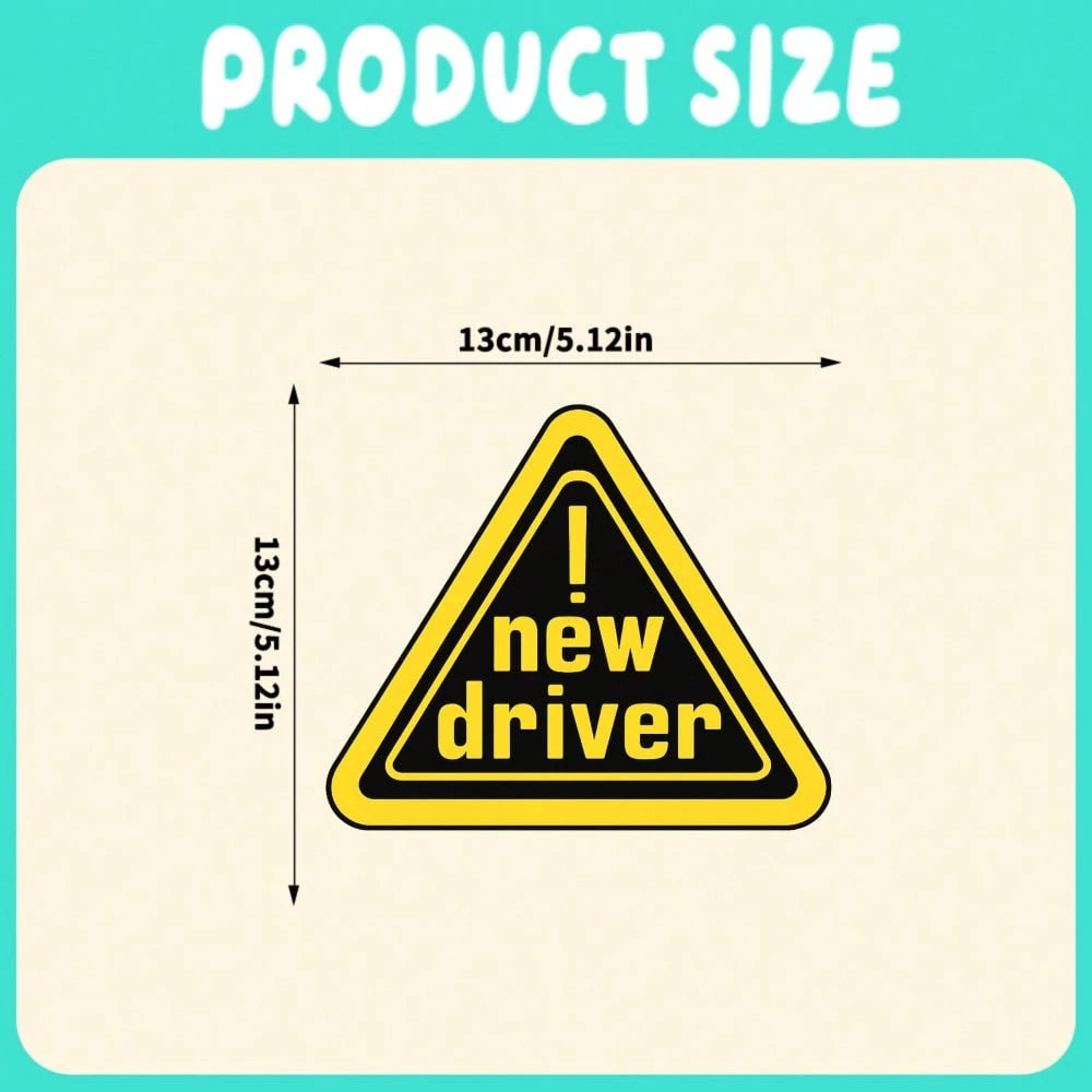 Car Stickers And Decals, Car Window Decals Vinyl, Yellow Triangle Warning New Driver Text, Automotive Decals,Funny Bumper Stickers(1pc)
