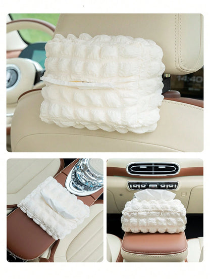 Car Tissue Box, Puff Style Tissue Box, Car Seat Hanging Tissue Box Holder, Cute Minimalist High-End Car Interior Decoration Tissue Box