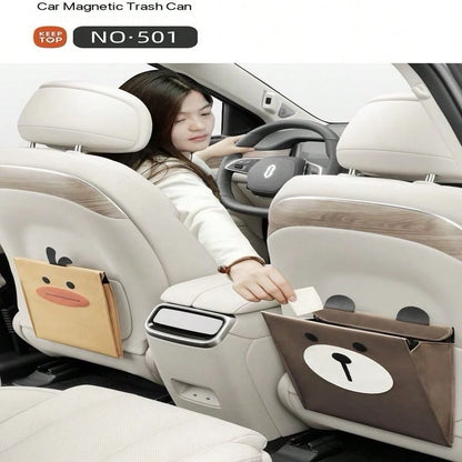 Car Trash Can, Foldable Large Capacity Rear Seat Garbage Bag, Cartoon Creative Hanging Storage Organizer For Car Interior