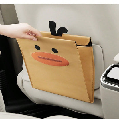Car Trash Can, Foldable Large Capacity Rear Seat Garbage Bag, Cartoon Creative Hanging Storage Organizer For Car Interior
