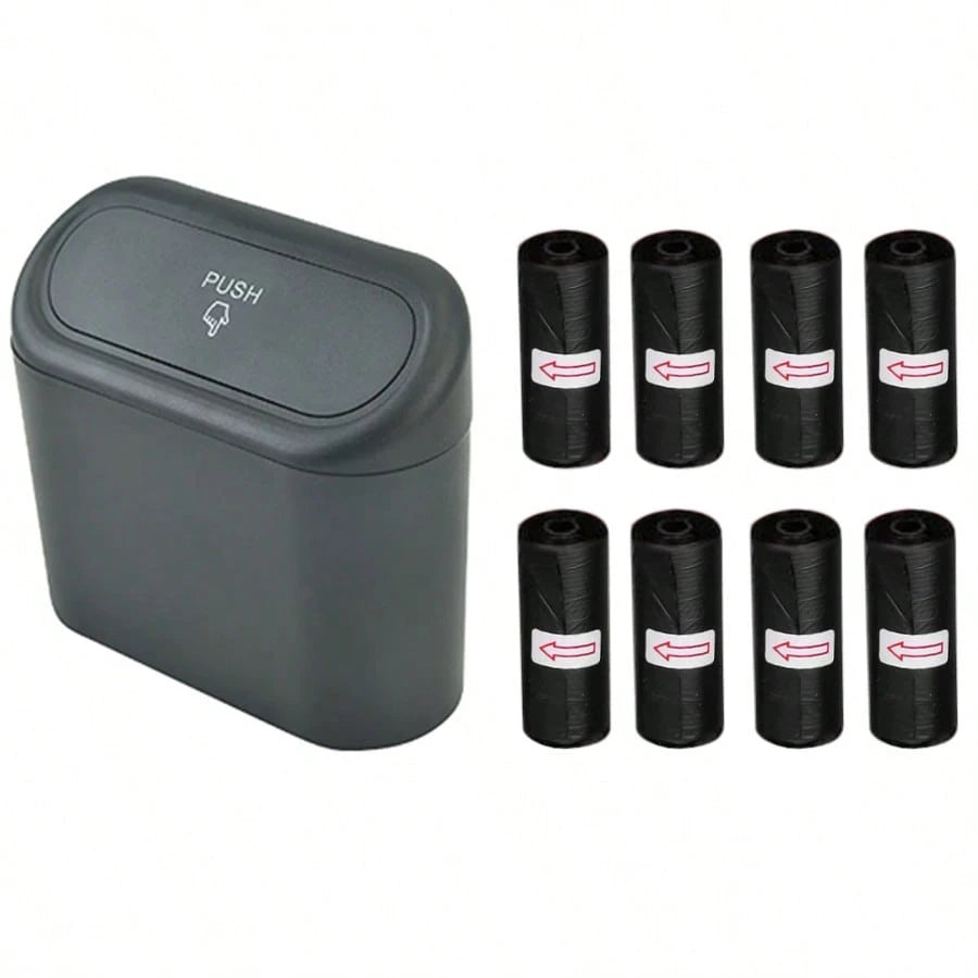 Car Trash Can With Lid- 4 Rolls Of Garbage Bags, Leak-Proof, Portable Hanging Trash Can, For Vehicle Organization- Suitable For Multiple Car Models