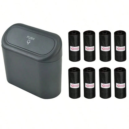 Car Trash Can With Lid- 4 Rolls Of Garbage Bags, Leak-Proof, Portable Hanging Trash Can, For Vehicle Organization- Suitable For Multiple Car Models