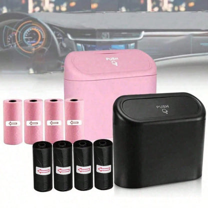 Car Trash Can With Lid- 4 Rolls Of Garbage Bags, Leak-Proof, Portable Hanging Trash Can, For Vehicle Organization- Suitable For Multiple Car Models