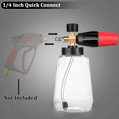 Car Wash Foam Sprayer High Pressure Washer Foam Cannon, With1/4in Quick Connector Versatile For Car Motorcycle Truck SUV