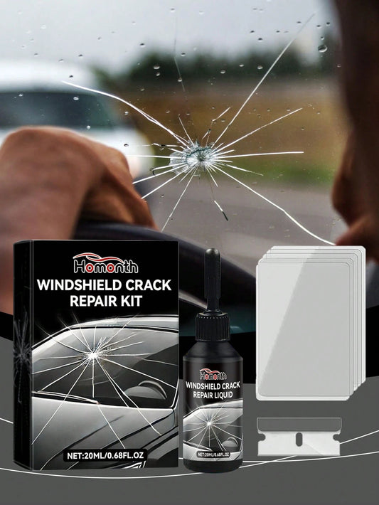 Car Windshield Crack Repair Fluid Diy Vehicle Window Glass Star-Shaped Crack Scratch Restore Quick Fix Nano Sealer Invisible Crack Protect Car Accessories Set With Blades And Curing Film