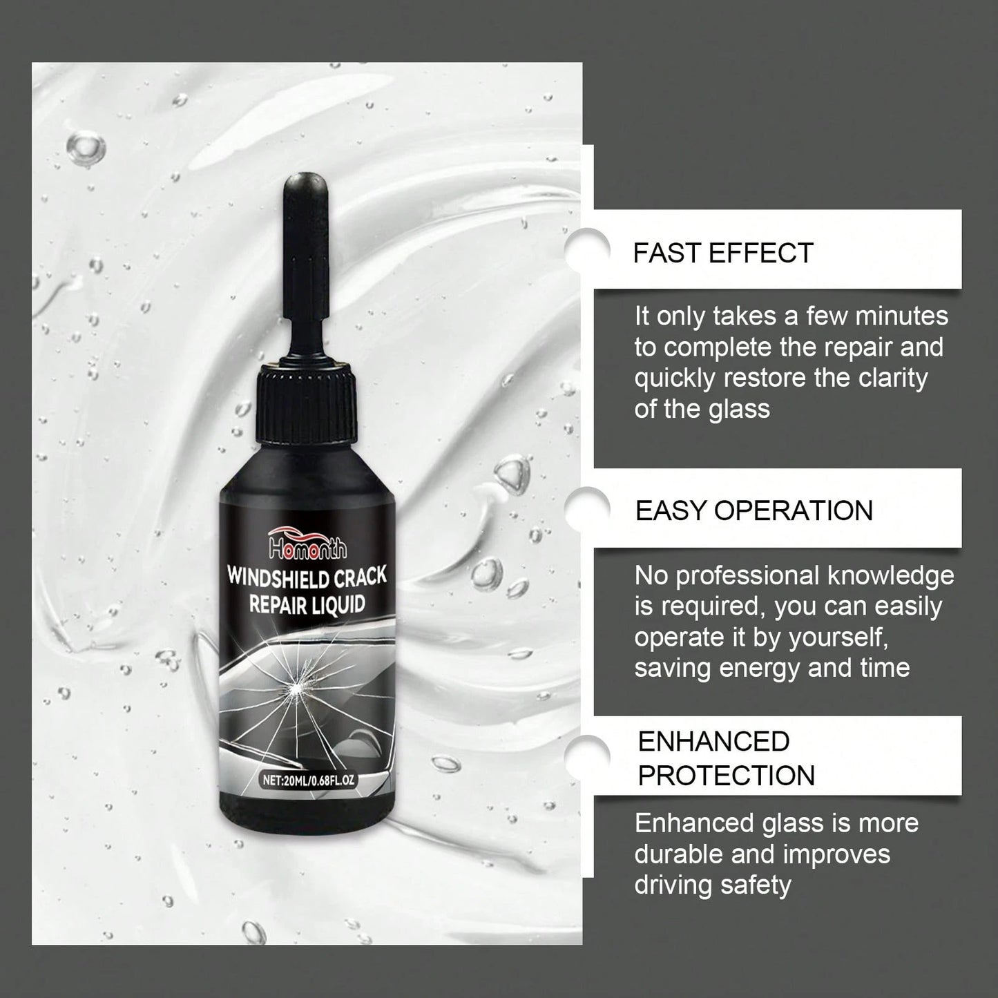 Car Windshield Crack Repair Fluid Diy Vehicle Window Glass Star-Shaped Crack Scratch Restore Quick Fix Nano Sealer Invisible Crack Protect Car Accessories Set With Blades And Curing Film