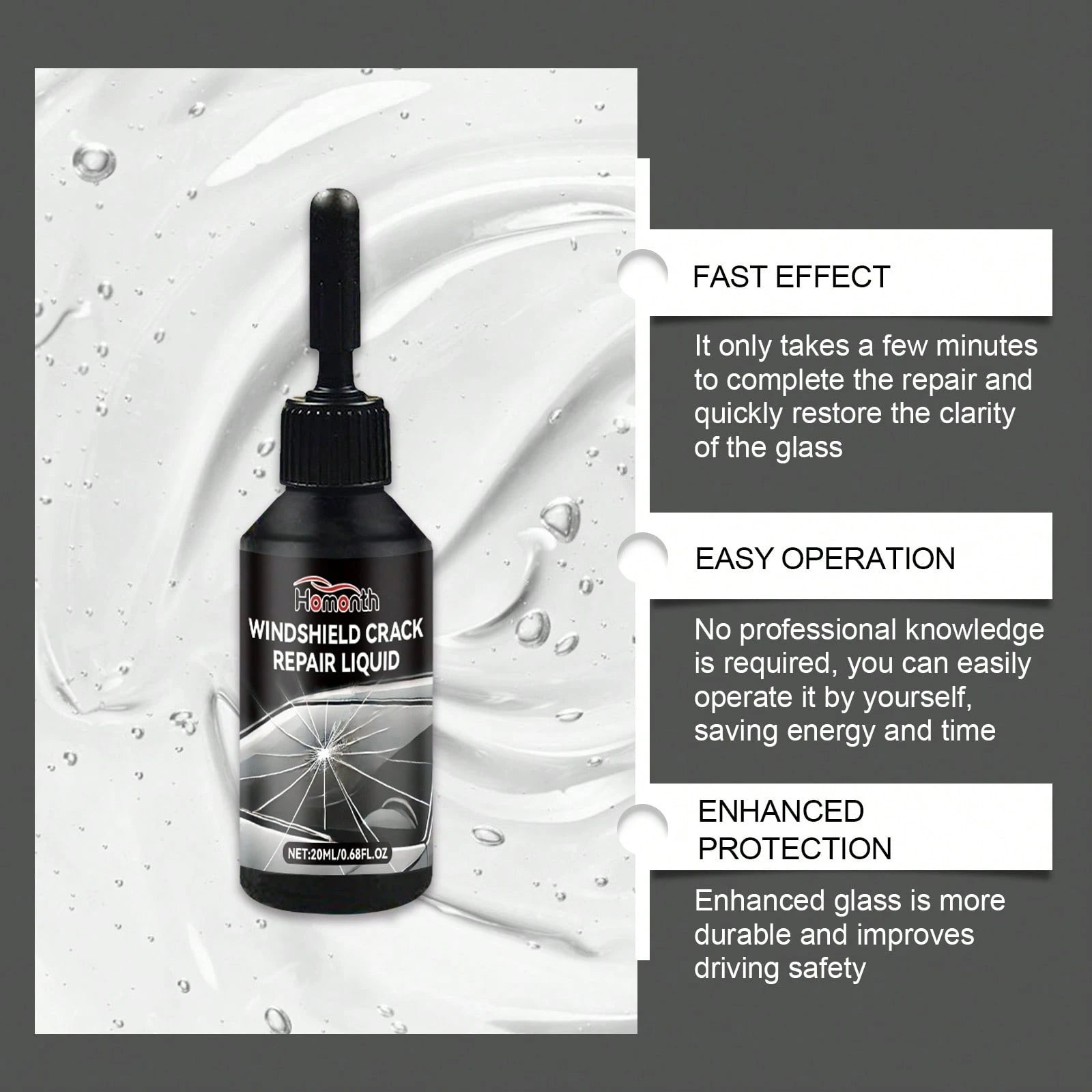 Car Windshield Crack Repair Fluid Diy Vehicle Window Glass Star-Shaped Crack Scratch Restore Quick Fix Nano Sealer Invisible Crack Protect Car Accessories Set With Blades And Curing Film