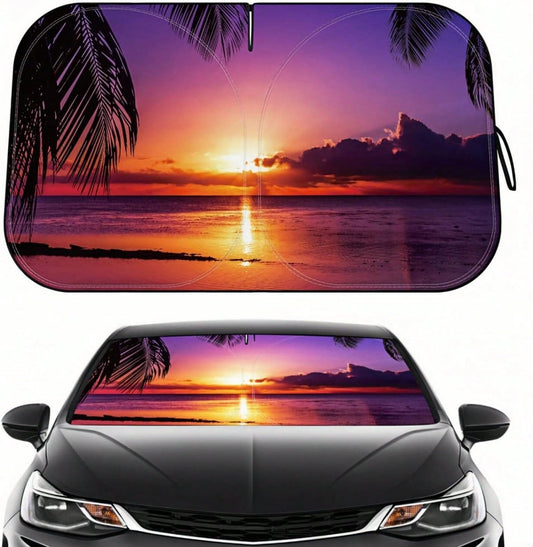 Car Windshield Sun Shade- Reflector Sunshade Offers Ultimate Protection For Car Interior, Cool Reflective Sun Blocker Fits Small Sedans, Mini SUVs