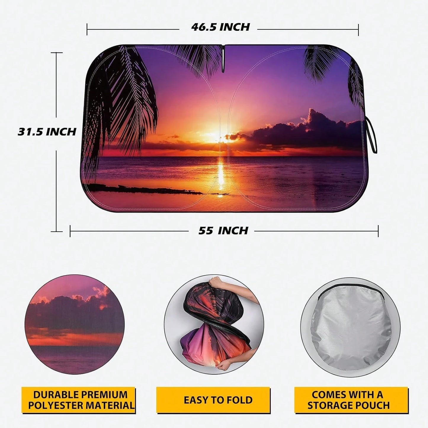 Car Windshield Sun Shade- Reflector Sunshade Offers Ultimate Protection For Car Interior, Cool Reflective Sun Blocker Fits Small Sedans, Mini SUVs