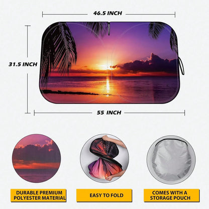 Car Windshield Sun Shade- Reflector Sunshade Offers Ultimate Protection For Car Interior, Cool Reflective Sun Blocker Fits Small Sedans, Mini SUVs