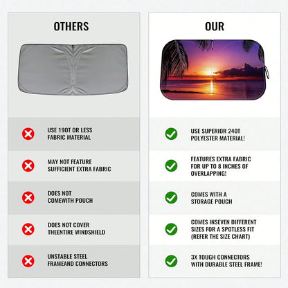 Car Windshield Sun Shade- Reflector Sunshade Offers Ultimate Protection For Car Interior, Cool Reflective Sun Blocker Fits Small Sedans, Mini SUVs