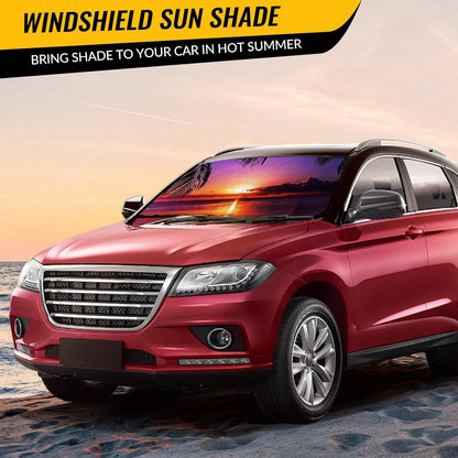 Car Windshield Sun Shade- Reflector Sunshade Offers Ultimate Protection For Car Interior, Cool Reflective Sun Blocker Fits Small Sedans, Mini SUVs