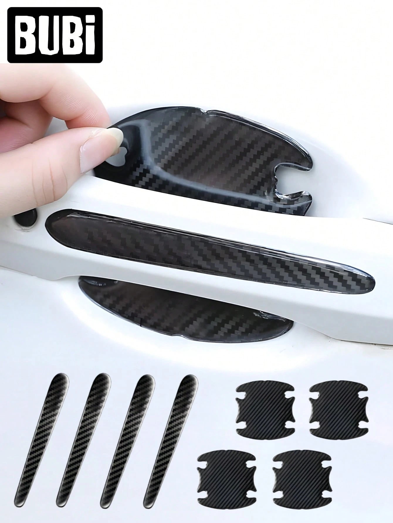 Carbon Fiber Car Door Handle Anti-Scratch Stickers Universal Bowl-Shaped Protective Film Anti-Scratch Waterproof Car Accessories