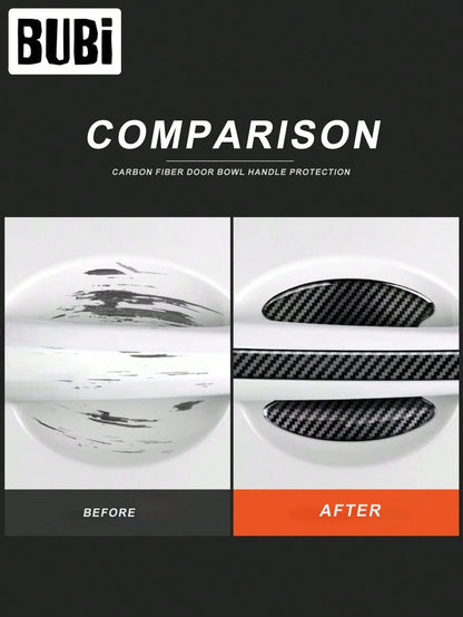 Carbon Fiber Car Door Handle Anti-Scratch Stickers Universal Bowl-Shaped Protective Film Anti-Scratch Waterproof Car Accessories