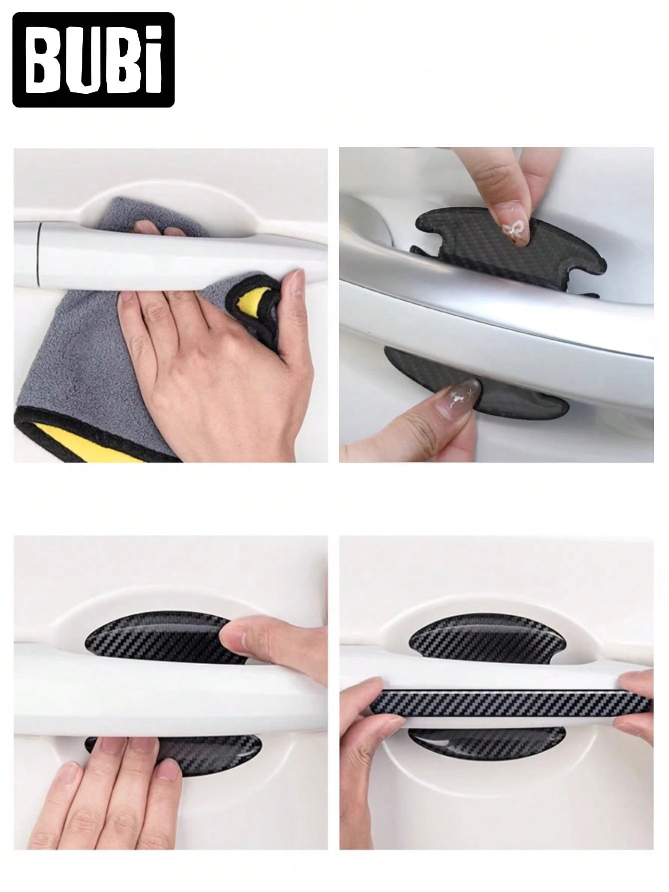 Carbon Fiber Car Door Handle Anti-Scratch Stickers Universal Bowl-Shaped Protective Film Anti-Scratch Waterproof Car Accessories