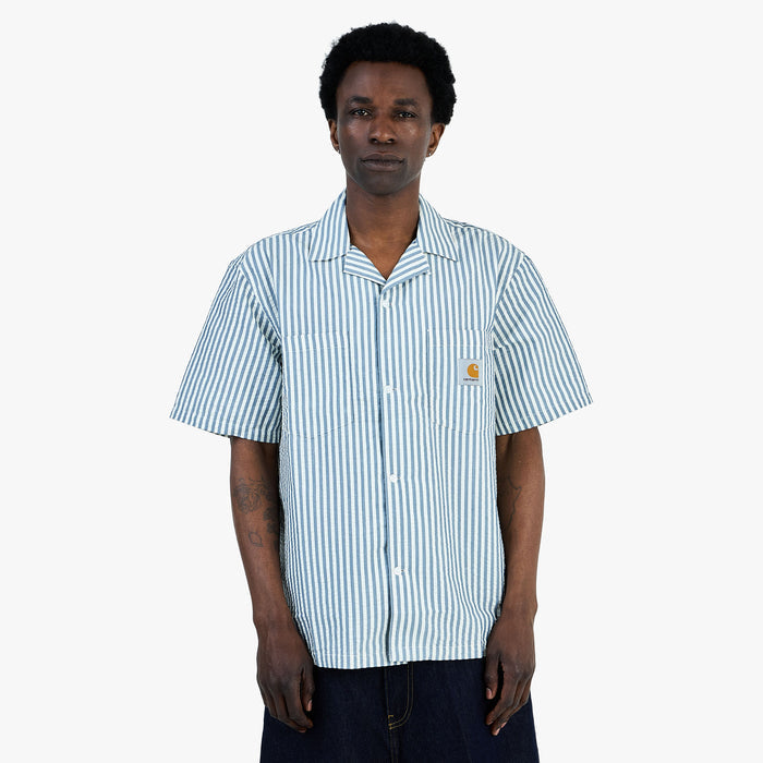 Carhartt WIP Leavel Shirt Leavel Stripe / Blue River - Wax