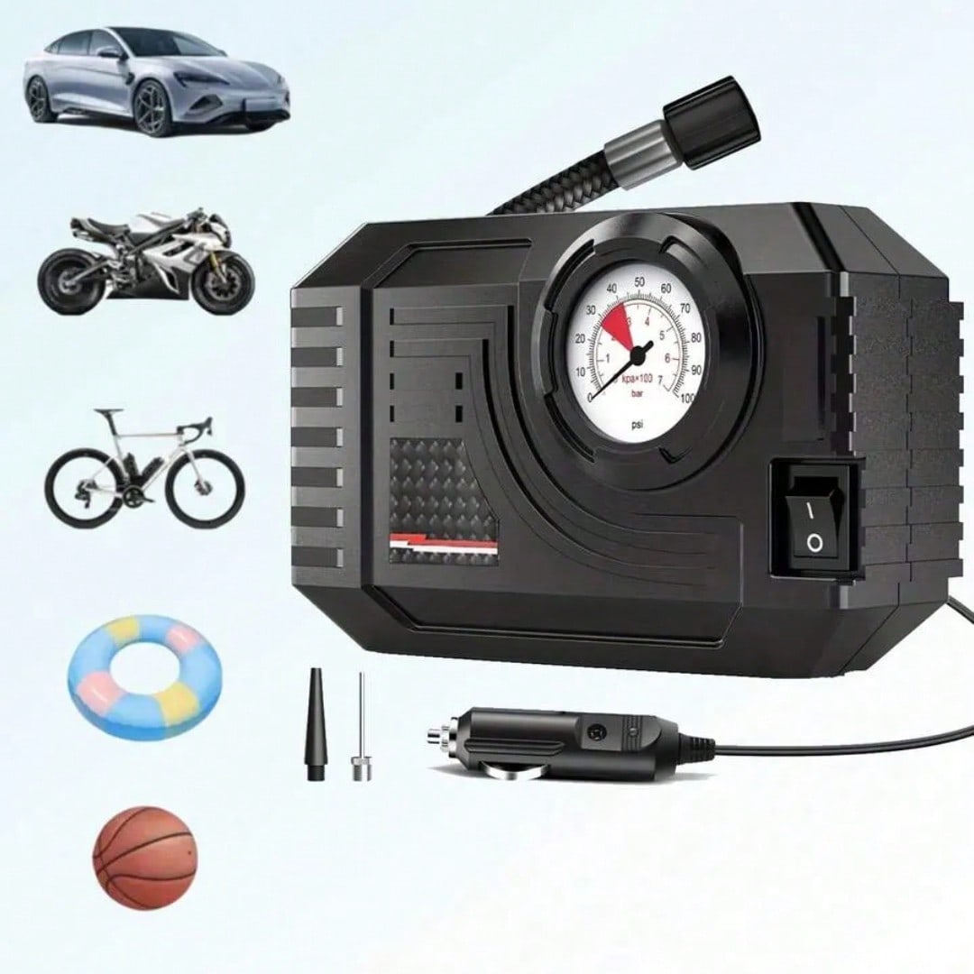 Carsun 150PSI Portable Tire Inflator Pump, Mechanical Type With LED Light, 12V Handheld Mini Air Compressor
