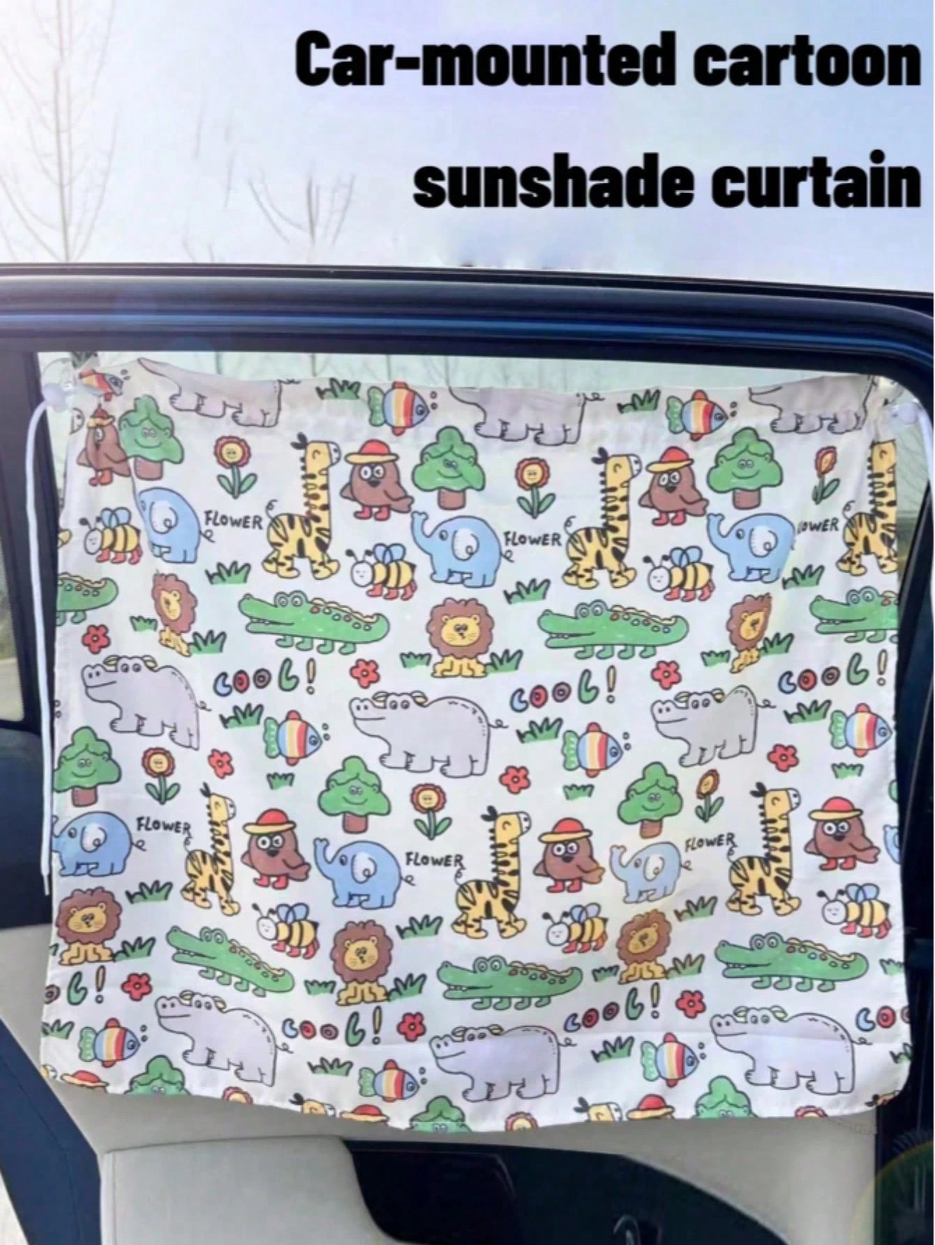 Cartoon Car Seat Sunshade, Suction Cup Side Window Privacy Shade, Cute Animal Car Suction Cup Side Window Privacy Sunshade| Essential Baby Travel Car UV Protection Sunshade