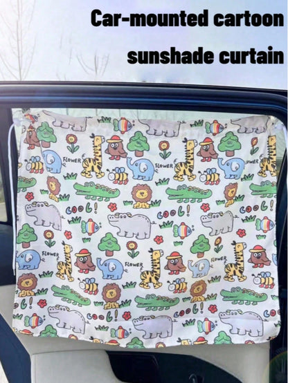 Cartoon Car Seat Sunshade, Suction Cup Side Window Privacy Shade, Cute Animal Car Suction Cup Side Window Privacy Sunshade| Essential Baby Travel Car UV Protection Sunshade