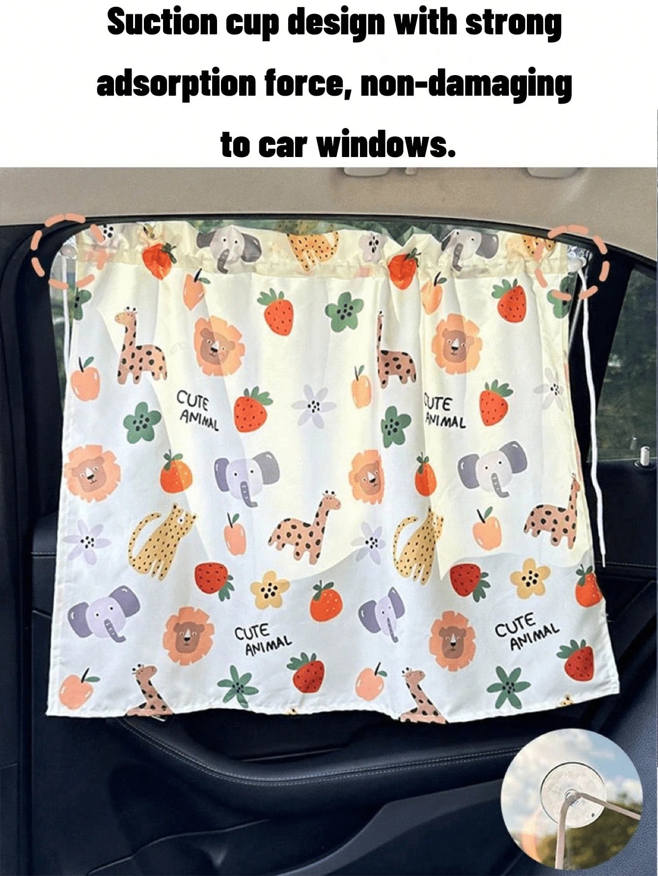 Cartoon Car Seat Sunshade, Suction Cup Side Window Privacy Shade, Cute Animal Car Suction Cup Side Window Privacy Sunshade| Essential Baby Travel Car UV Protection Sunshade