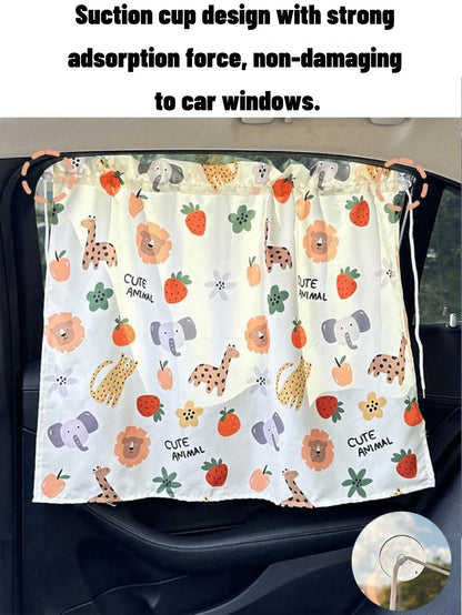 Cartoon Car Seat Sunshade, Suction Cup Side Window Privacy Shade, Cute Animal Car Suction Cup Side Window Privacy Sunshade| Essential Baby Travel Car UV Protection Sunshade