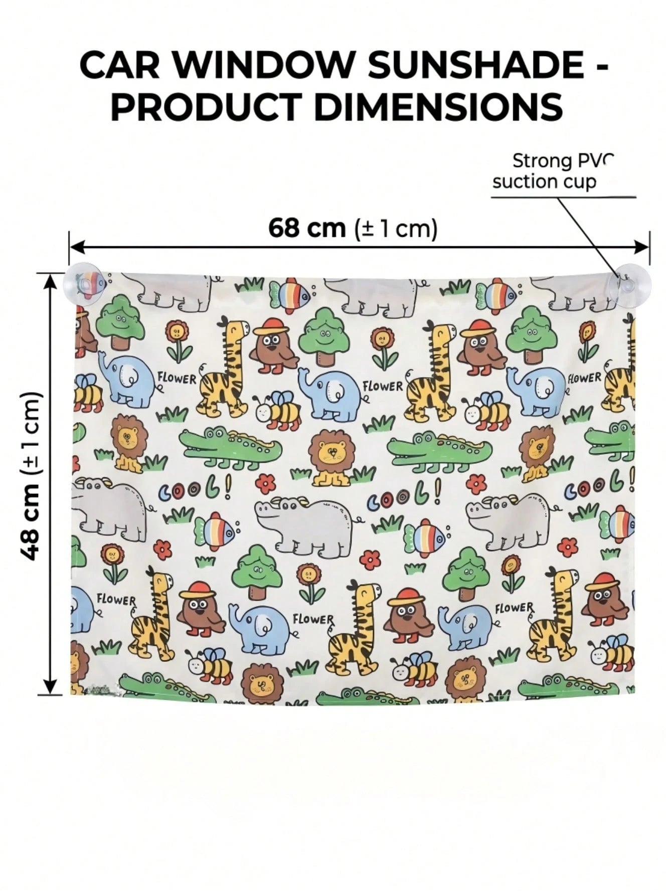 Cartoon Car Seat Sunshade, Suction Cup Side Window Privacy Shade, Cute Animal Car Suction Cup Side Window Privacy Sunshade| Essential Baby Travel Car UV Protection Sunshade