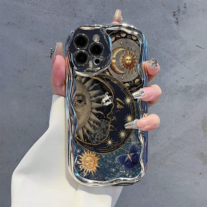 Celestial Mobile Phone Case, Designed With Sun And Moon Motifs, Suitable For IPhone 16, 15, 14, 13,12 And 11 Pro Models, Made Of TPU Material, And Provides Shockproof Protection. Ideal For Stargazers