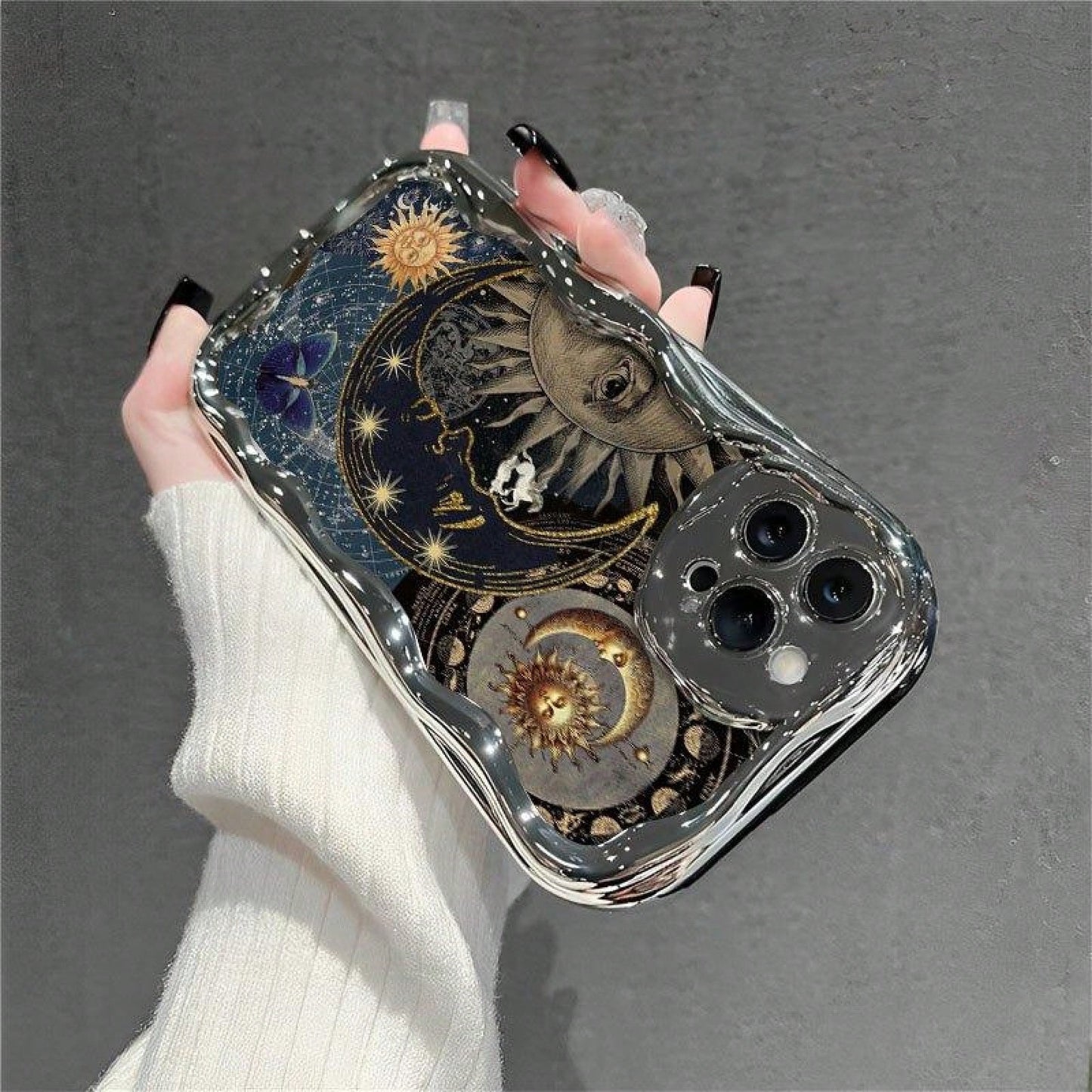 Celestial Mobile Phone Case, Designed With Sun And Moon Motifs, Suitable For IPhone 16, 15, 14, 13,12 And 11 Pro Models, Made Of TPU Material, And Provides Shockproof Protection. Ideal For Stargazers