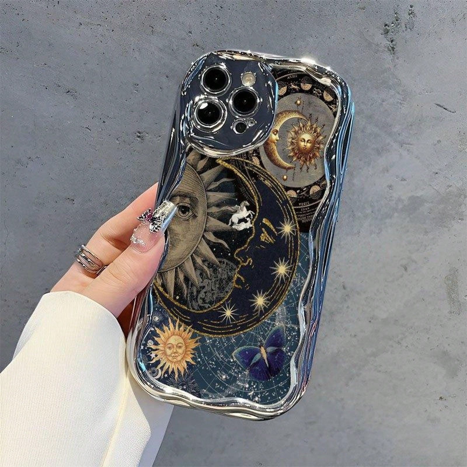 Celestial Mobile Phone Case, Designed With Sun And Moon Motifs, Suitable For IPhone 16, 15, 14, 13,12 And 11 Pro Models, Made Of TPU Material, And Provides Shockproof Protection. Ideal For Stargazers
