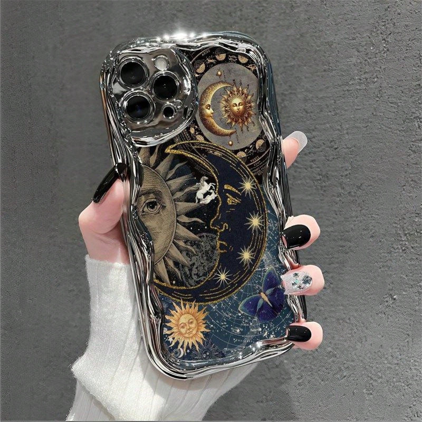 Celestial Mobile Phone Case, Designed With Sun And Moon Motifs, Suitable For IPhone 16, 15, 14, 13,12 And 11 Pro Models, Made Of TPU Material, And Provides Shockproof Protection. Ideal For Stargazers
