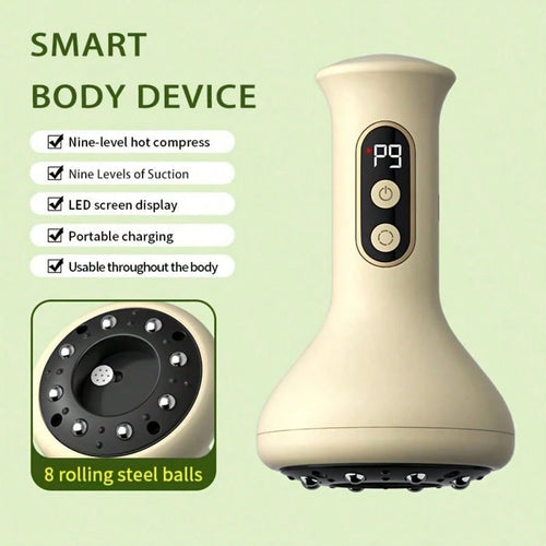CGECGE Smart Electric Suction Cup Massager/Gua Sha Device, USB Rechargeable, With 9-Level Heating Adjustment, Sliding Steel Ball, And LCD Display. Can Be Used On The Back, Arms, And Legs. Suitable For