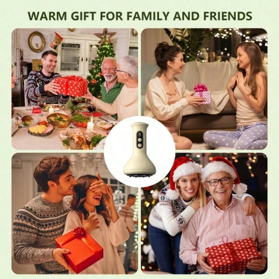 CGECGE Smart Electric Suction Cup Massager/Gua Sha Device, USB Rechargeable, With 9-Level Heating Adjustment, Sliding Steel Ball, And LCD Display. Can Be Used On The Back, Arms, And Legs. Suitable For