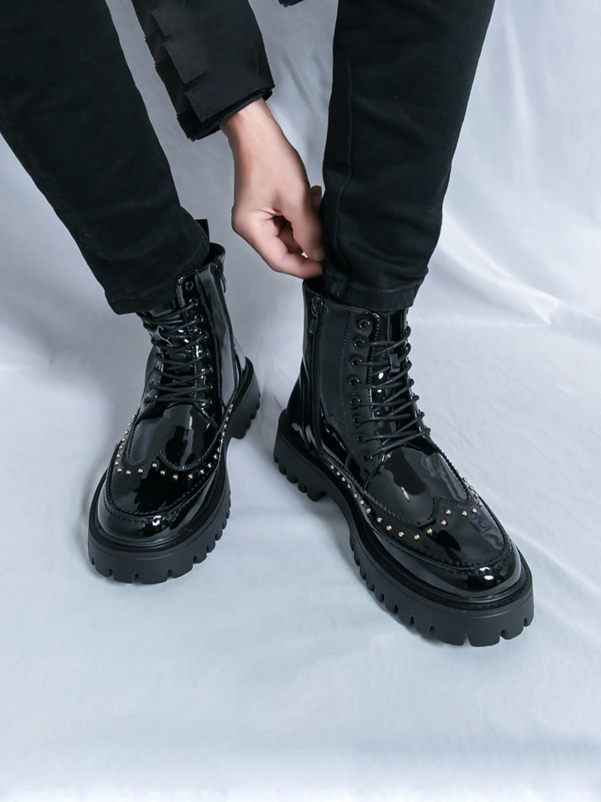 Chelsea Boots Men's Riding Boots High-Top Artificial Leather Shoes Korean Style British Ankle Boots Hairdresser PU Boots Black Business Commute Formal Shoes British Pointed Toe Plus Size Work Groom Ox