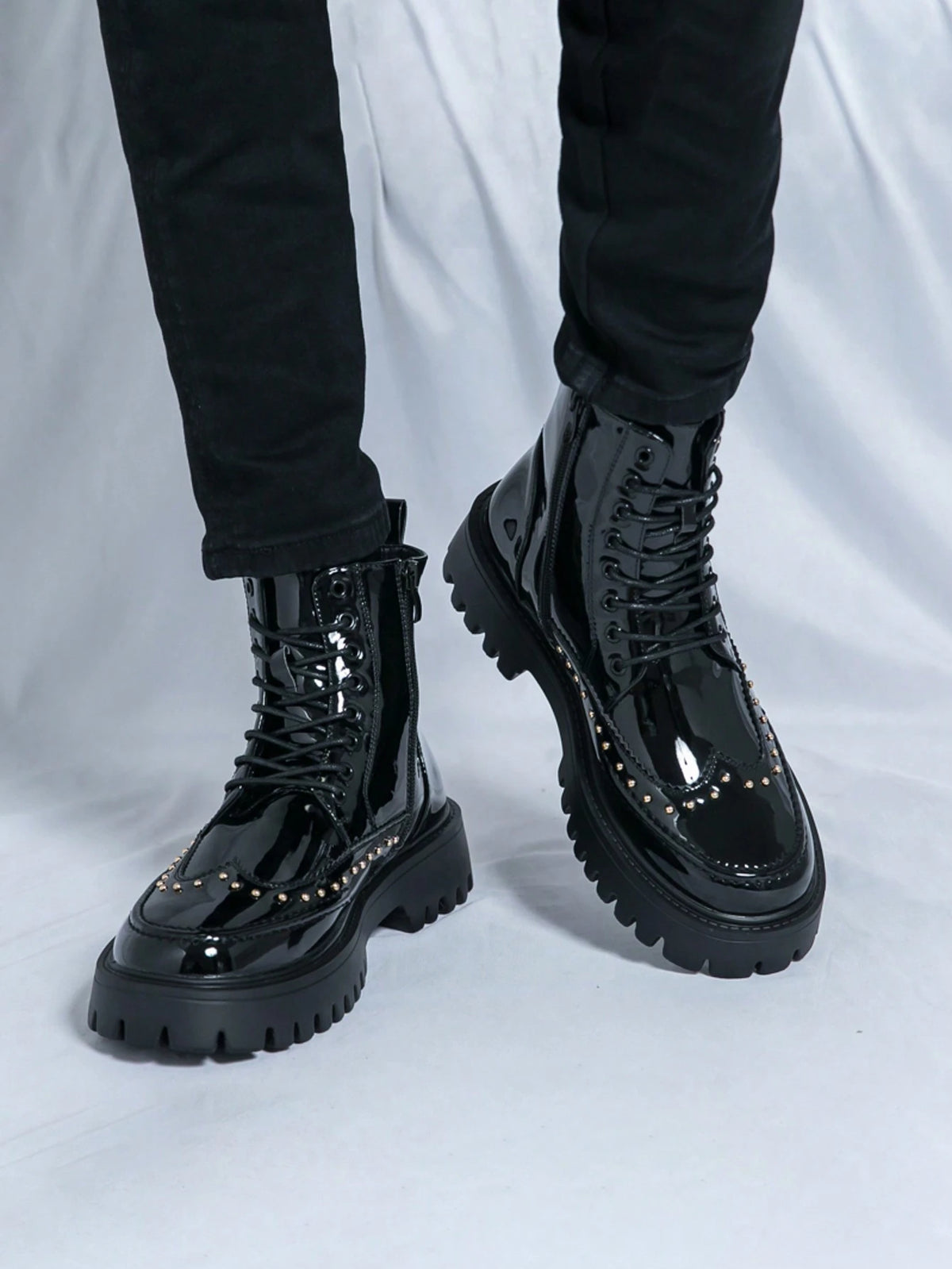 Chelsea Boots Men's Riding Boots High-Top Artificial Leather Shoes Korean Style British Ankle Boots Hairdresser PU Boots Black Business Commute Formal Shoes British Pointed Toe Plus Size Work Groom Ox