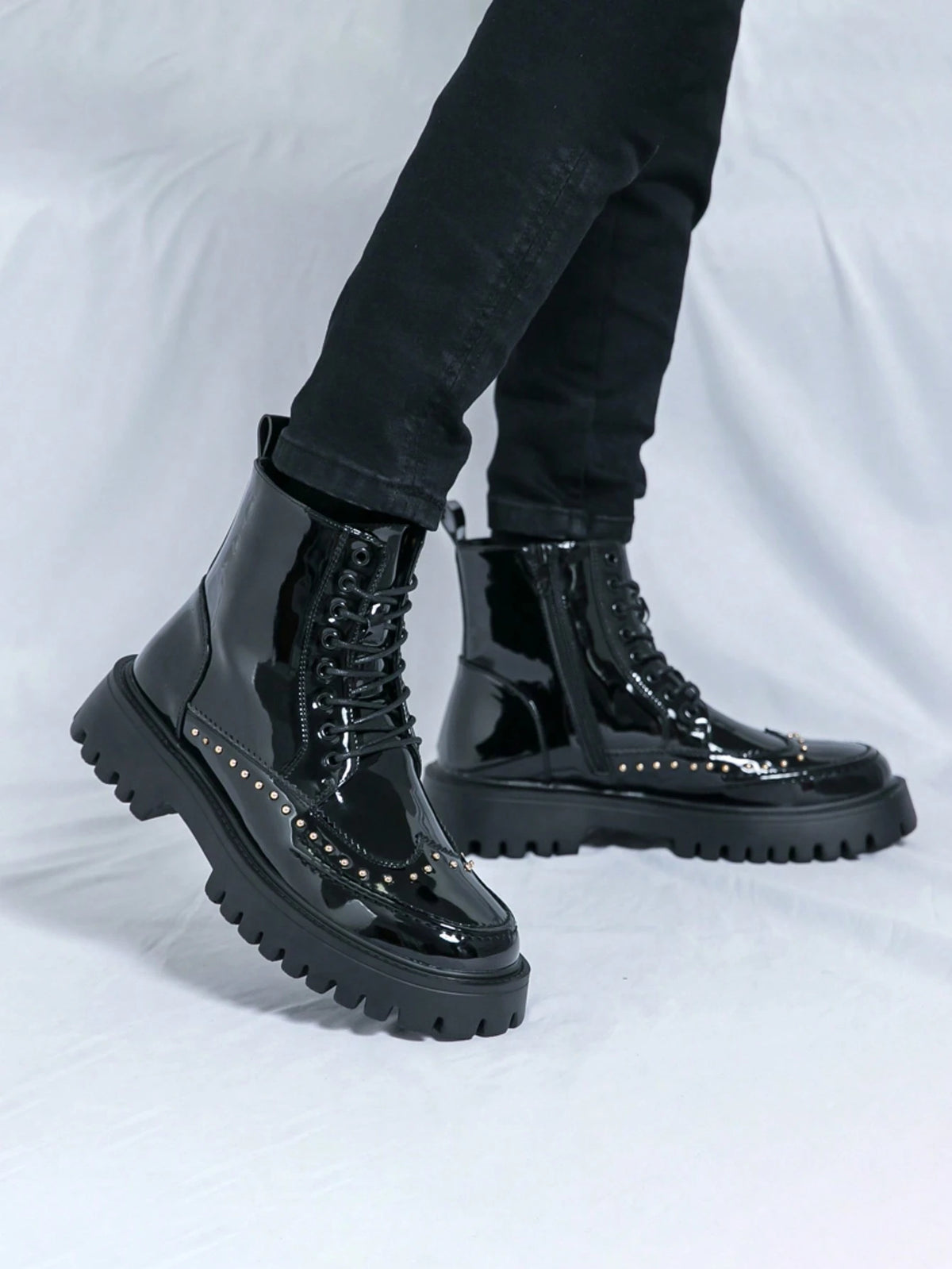 Chelsea Boots Men's Riding Boots High-Top Artificial Leather Shoes Korean Style British Ankle Boots Hairdresser PU Boots Black Business Commute Formal Shoes British Pointed Toe Plus Size Work Groom Ox