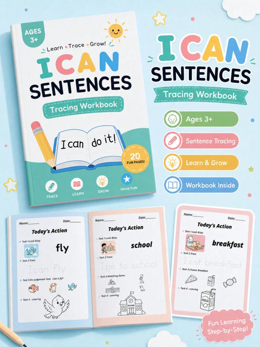 Children's English Sentence Matching Practice Book Early Education Enlightenment Cognitive Learning Book Sentence Tracing Book Back To School Season School Return Tutoring Learning Book Teacher Homewo